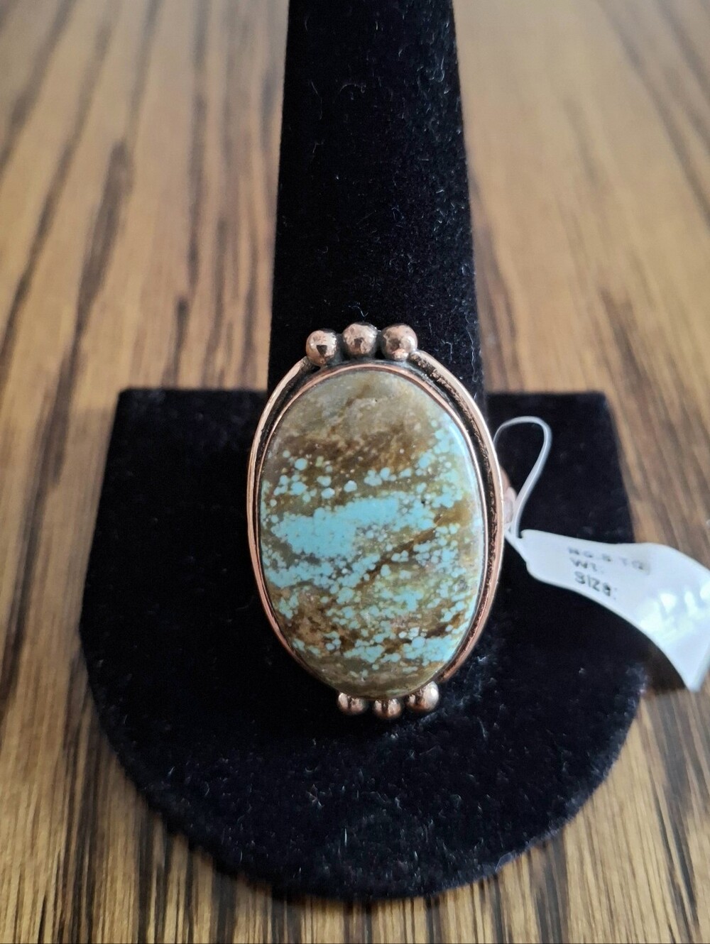 Mine 8 Turquoise Large Oval Natural Stone With Copper Hardware Adjustable 6-12